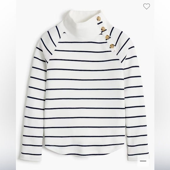 J crew Striped wide button-collar pullover sweatshirt - Picture 1 of 2